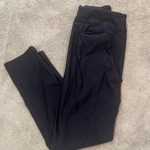 Navy business pants, faux pockets, no zipper